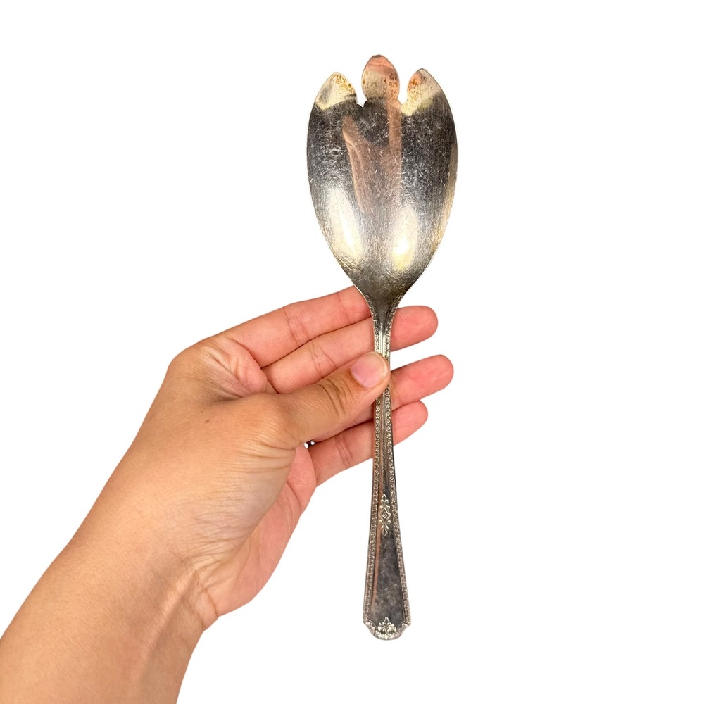 WM A Rogers AA Silver Plate Cold Meat Fork Serving Spork Ornate Vintage 8.5 Inch